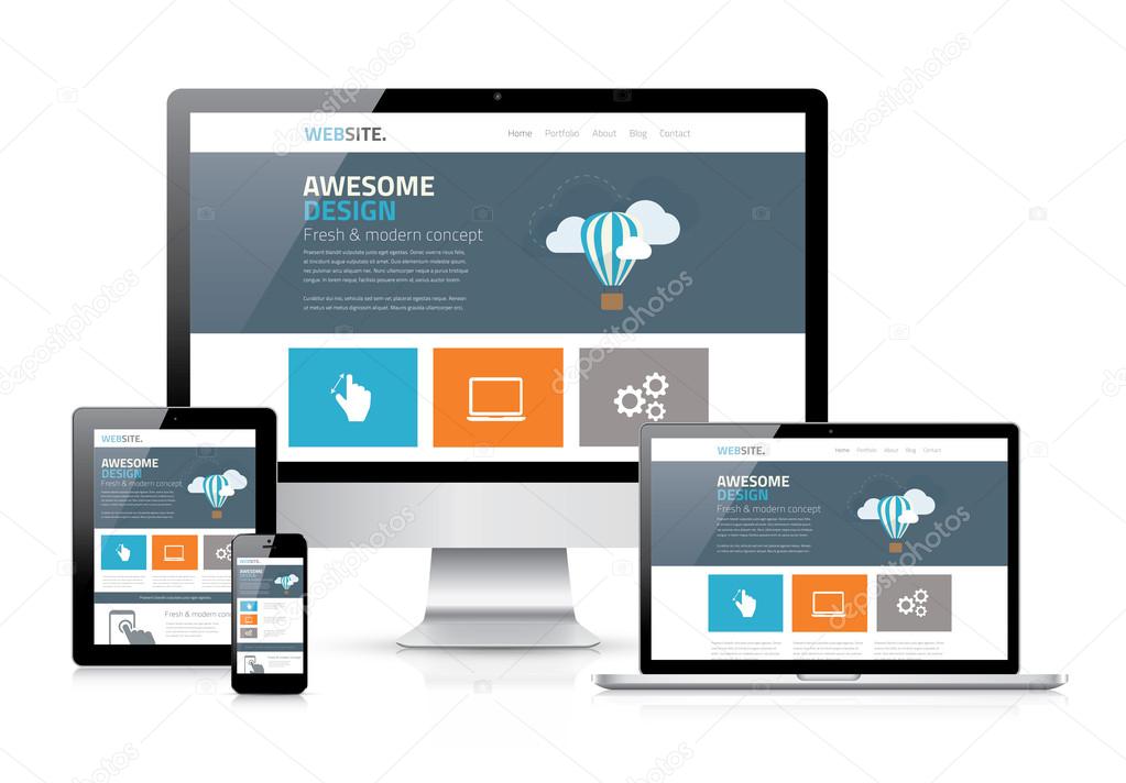 Modern flat web design in responsive website vector