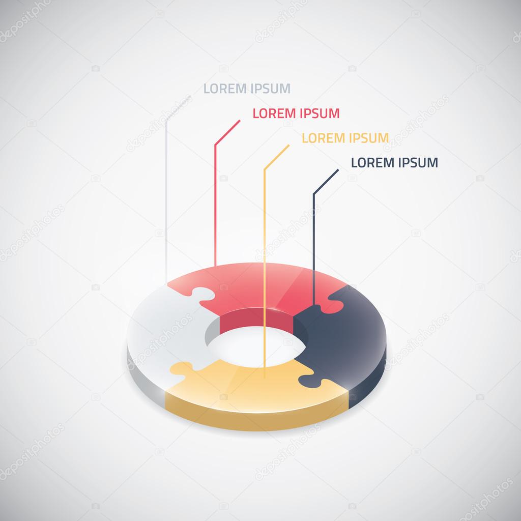 Infographic puzzle piece vector jigsaw business circle element