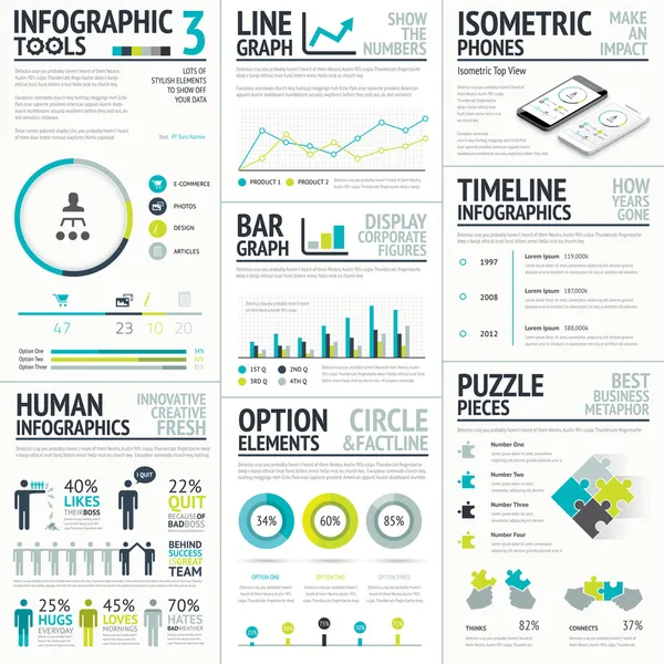 Företag och mänskliga infographic vektorelement big in samling — Stock vektor