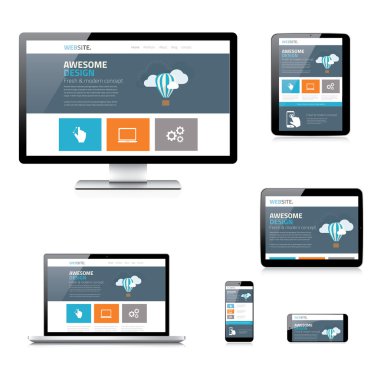 modern daire duyarlı web tasarım vektör illüstrasyon izole