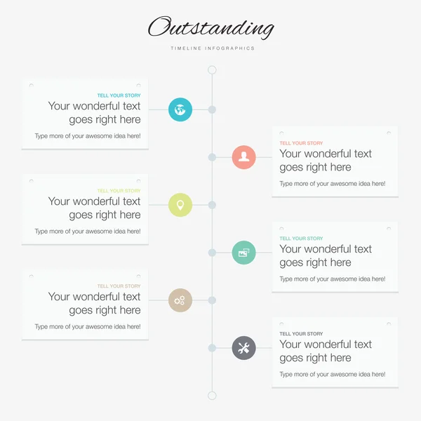 Timeline Infografik Vektorvorlage flache inspirierende Farben — Stockvektor