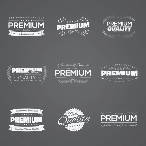 Stickers et éléments vintage de qualité premium ensemble vectoriel noir — Image vectorielle