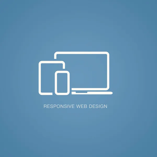 Vektorillustration des responsiven Webdesigns in Laptop, Tablet und Smartphone — Stockvektor