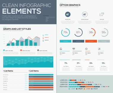 Graphs and pie charts for infographic vector data visualization clipart
