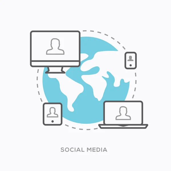 Social media illustration vector in modern minimal outline style — Stock Vector