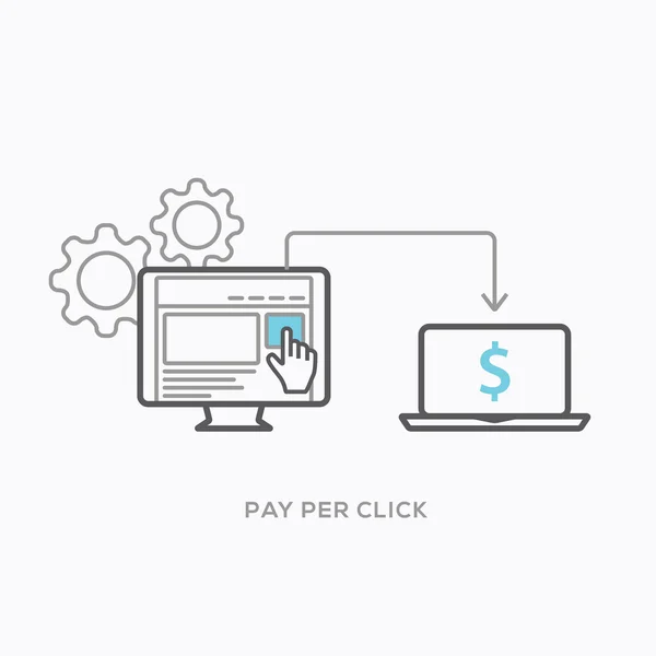 Pay per click illustration in modern minimal flat line style — Stock Vector