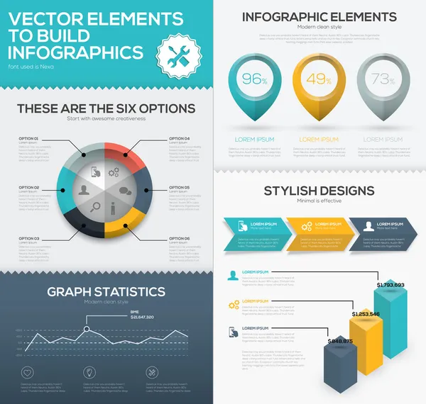 Éléments d'infographie vectorielle pour la visualisation des données métier — Image vectorielle