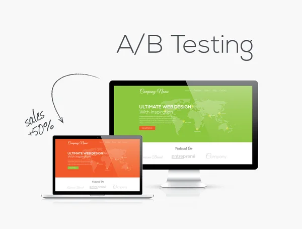 Web sitesi tasarım vektörü illüstrasyonunda AB test optimizasyonu
