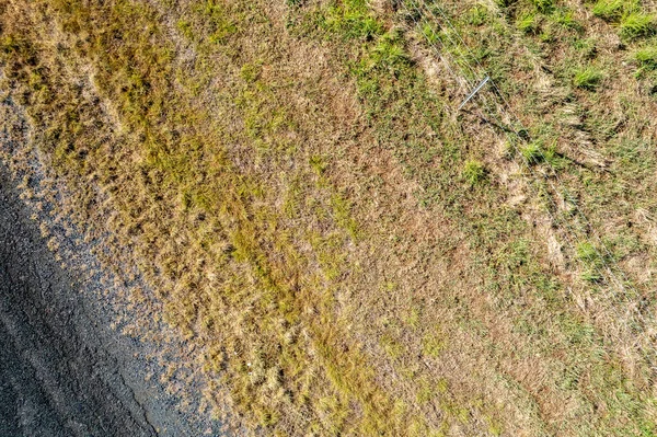Oberflächenansicht Landschaft Luftbild Mit Drahtzaun Auf Der Einen Seite Und — Stockfoto