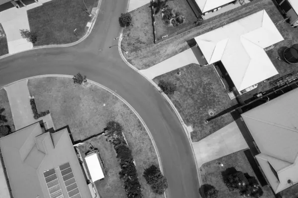 Drone Aérien Sur Les Toits Des Maisons Banlieue Rue — Photo