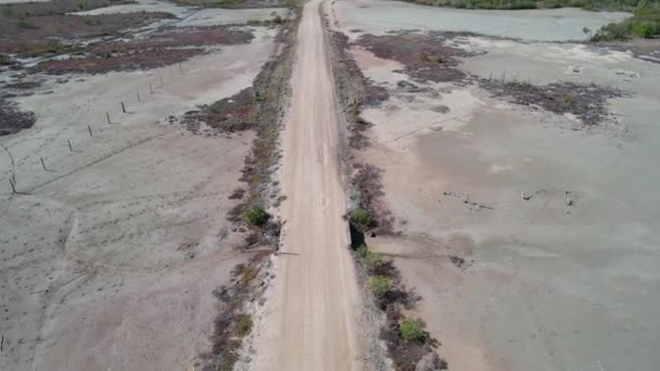 Drohne Über Einem Feldweg Der Bei Ebbe Durch Das Wattenmeer — Stockvideo