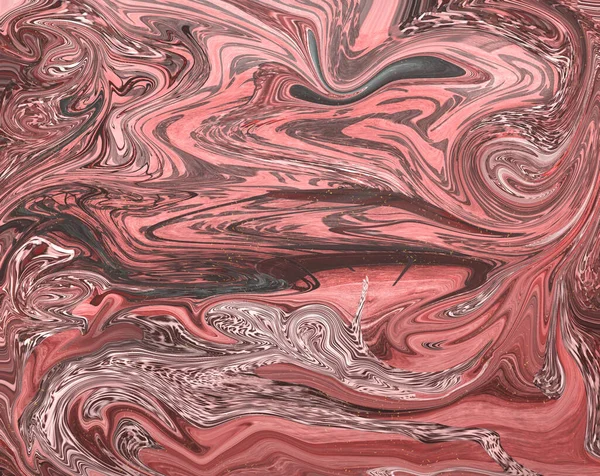 Marmurowe Abstrakcyjne Tło Odcieniach Koralowego Różu Morelowego Marbling Grafiki Tekstury — Zdjęcie stockowe