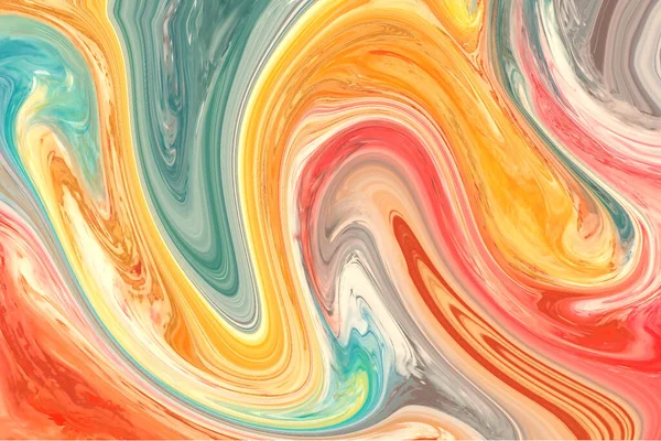 Swirling Colorful Background Marbled Red Yellow Green Tones — Stock Photo, Image
