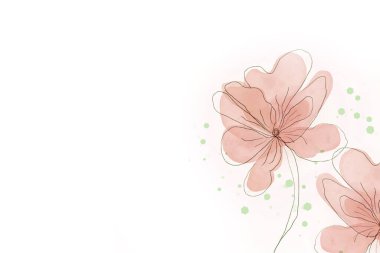 Beyaz arkaplanda elle çizilmiş suluboya çiçekleri