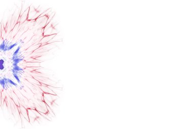 Beyaz zemin üzerinde kırmızı ve mavi şeklinde fırçalanmış bir sıvı..