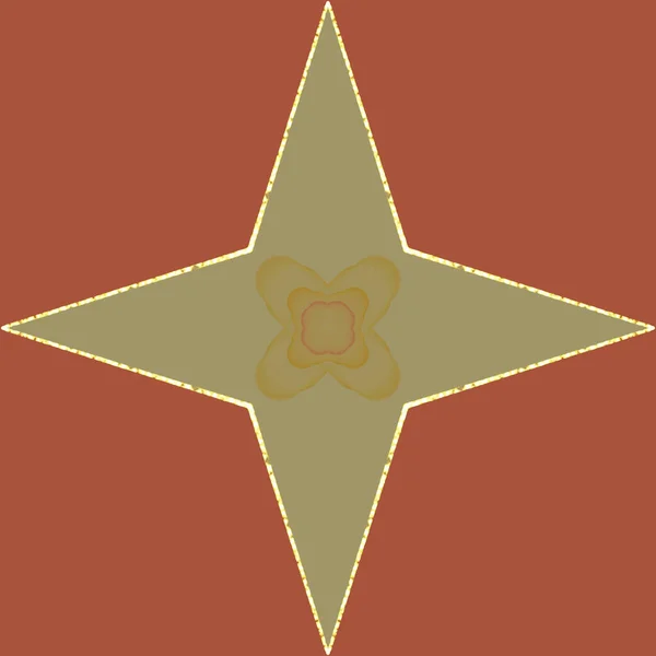 Σχήμα Αστεριού Κέντρο Ενδιαφέρον Και Άκρη Φύλλο Χρυσού Σκούρο Πορτοκαλί — Φωτογραφία Αρχείου