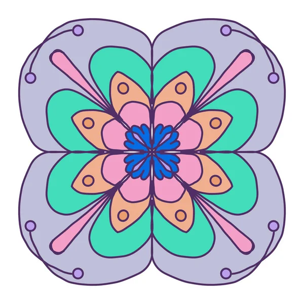 Uma Mandala Simples Pitoresca Cores Pastel Fundo Branco Quadrado — Fotografia de Stock