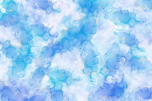 Método Tinta Álcool Textura Fluente Através Uma Página Tons Azul — Fotografia de Stock