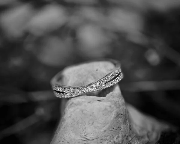 Bague Mariage Diamant Croix Sur Design — Photo