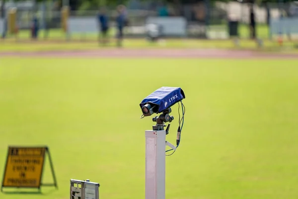Townsville Queensland Australien Maj 2022 Kamera Vid Mållinjen För Friidrott — Stockfoto