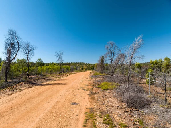 A red dirt road in the Australian bush.