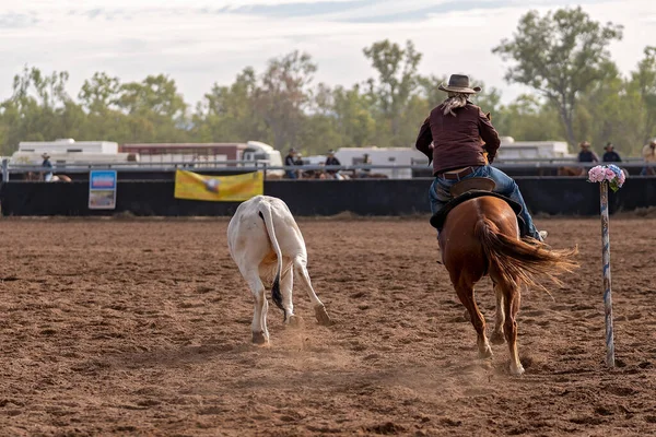 Cowboy Paard Een Kamp Ontwerp Evenement Een Australische Land Rodeo — Stockfoto