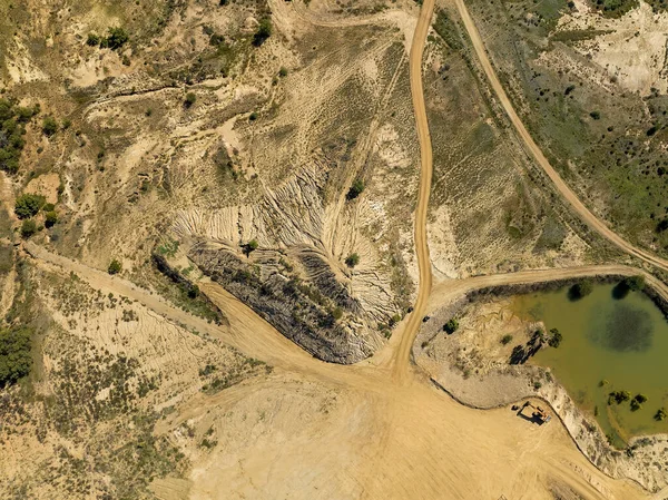 Vista Aérea Drones Mirando Hacia Abajo Sobre Excavaciones Minas Zafiro — Foto de Stock
