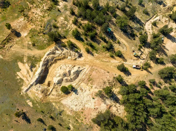 Vista Aérea Drones Mirando Hacia Abajo Sobre Excavaciones Minas Zafiro — Foto de Stock