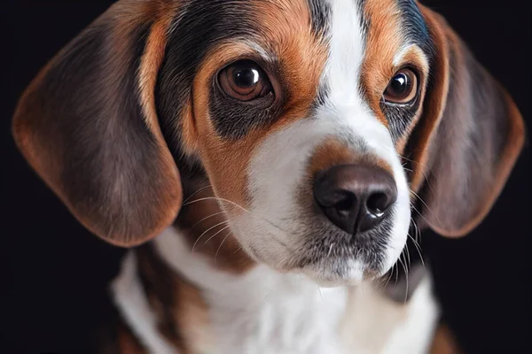 Retrato Ilustrativo Cão Beagle Face Closeup Gráfico Cinema Detalhado Com — Fotografia de Stock