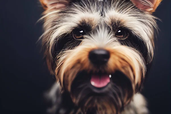 Retrato Ilustrativo Cão Terrier Sedoso Rosto Closeup Gráfico Cinema Detalhado — Fotografia de Stock