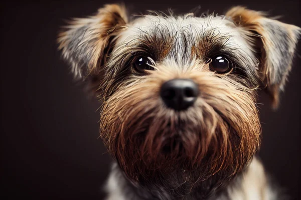 Ritratto Illustrativo Cane Terrier Confine Volto Primo Piano Grafica Cinematografica — Foto Stock