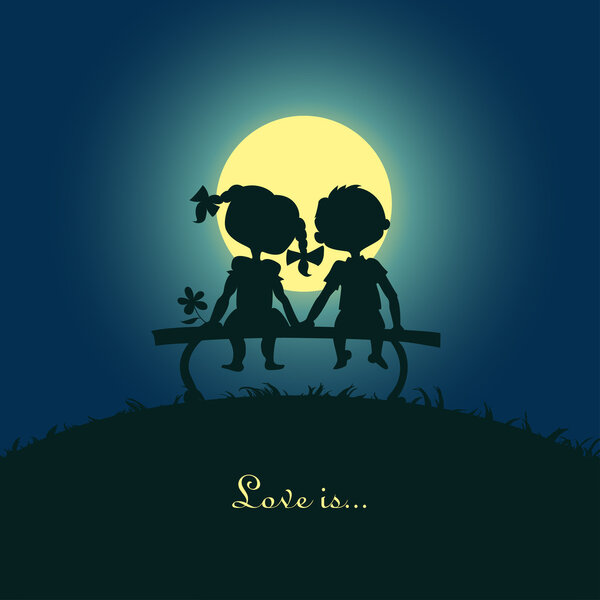 Silhouettes of boy and girl