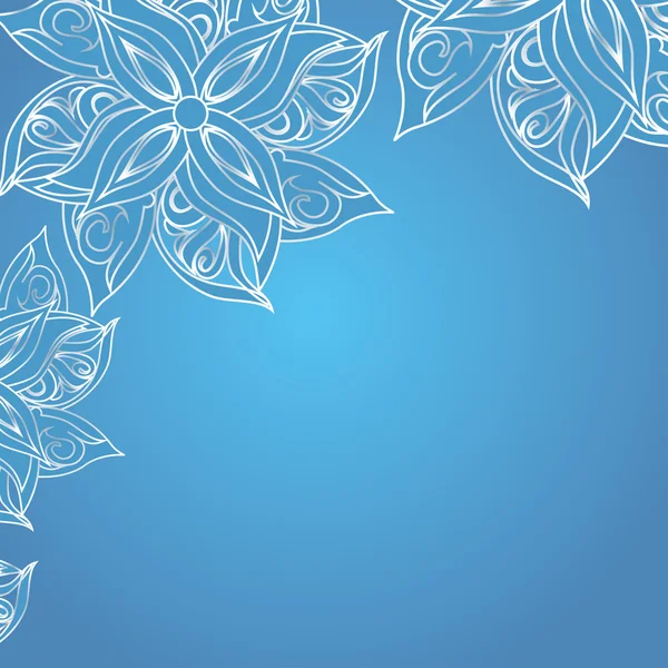 Синий фон с цветочным орнаментом — стоковый вектор