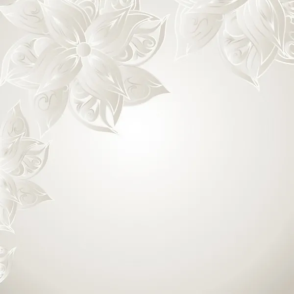 花の飾りと銀色の背景 — ストックベクタ