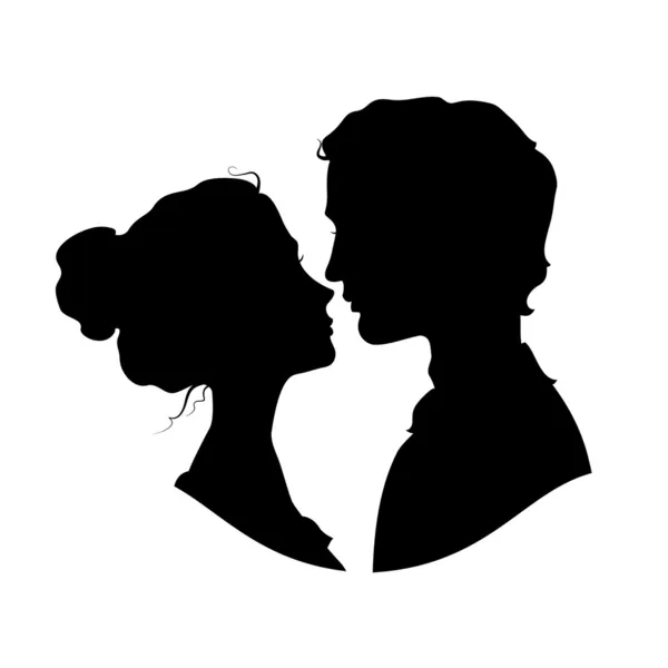 Silhouetten van liefdevolle paar — Stockvector