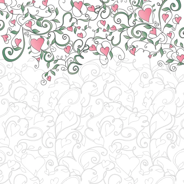 Tło z serca i kwiatowy ornament Grafika Wektorowa