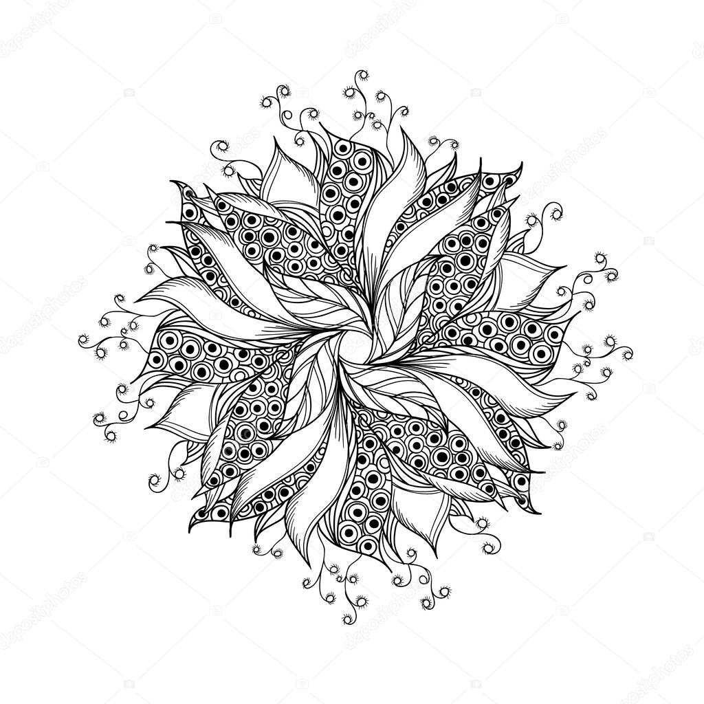 Modèle De Tatouage De Fleur Noir Et Blanc Fantaisie Image