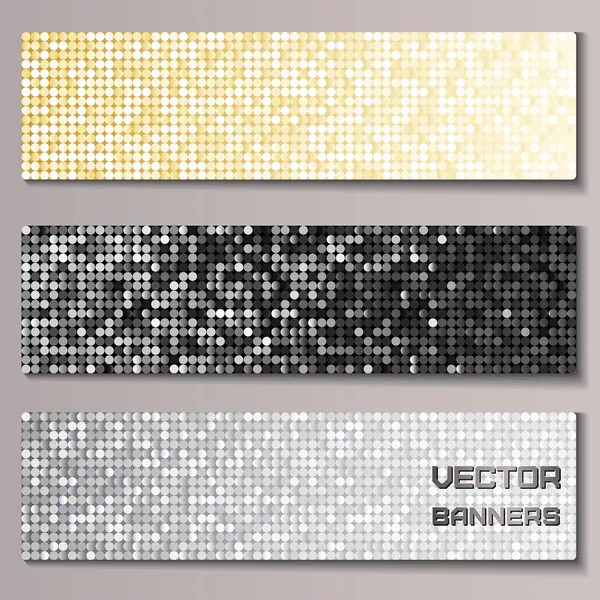 Set di banner con paillettes metalliche lucide — Vettoriale Stock