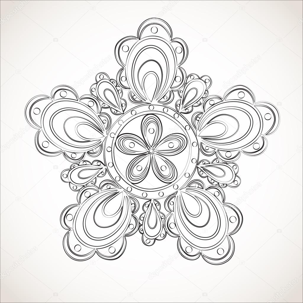 Fantasy flower, black and white lace pattern