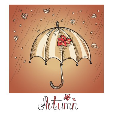 Sketch of an umbrella in the rain