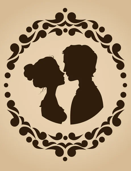 Çift öpüşme silhouettes — Stok Vektör