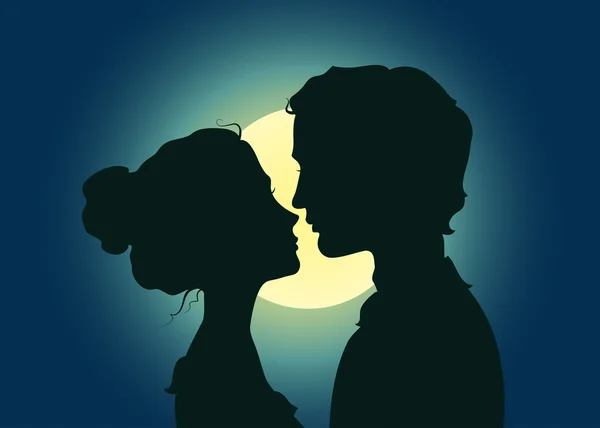 Silhouettes de baiser couple — Image vectorielle