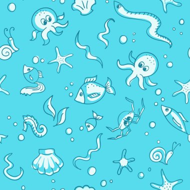 Deniz hayat unsurları ile sorunsuz arka plan