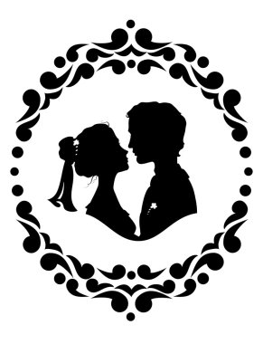 Gelin ve damadın Silhouettes