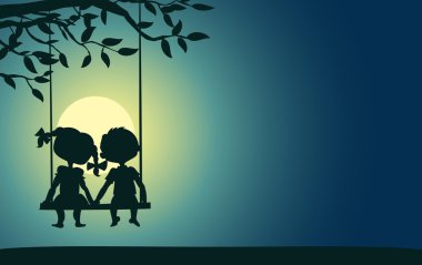 erkek ve kız Mehtap silhouettes