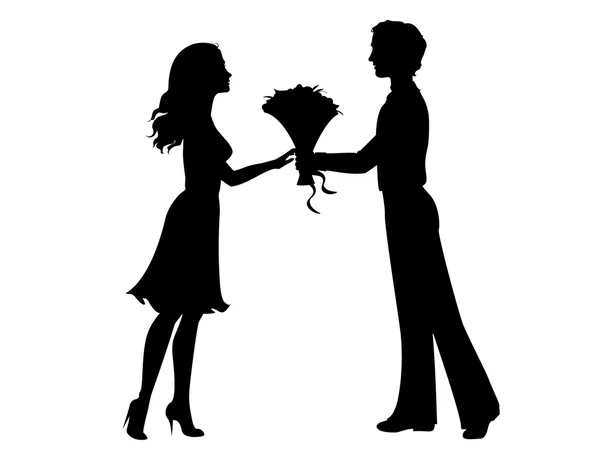 Silhouettes d'homme et de femme — Image vectorielle