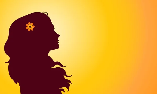 Sunset silhouette of woman — Stock Vector