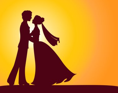 Gelin ve damadın Silhouettes