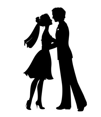 Gelin ve damadın Silhouettes