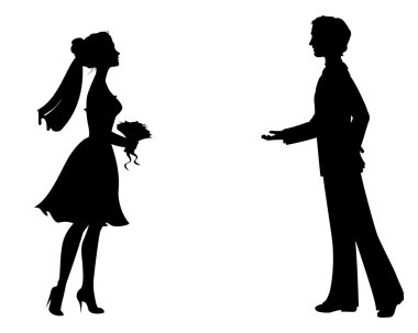 Gelin ve damadın Silhouettes